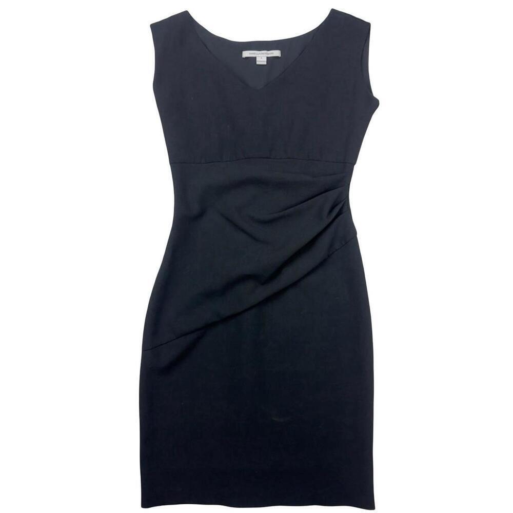 Diane Von Furstenberg Bevin Sleeveless Ruched Sheath Dress Black Size US 8